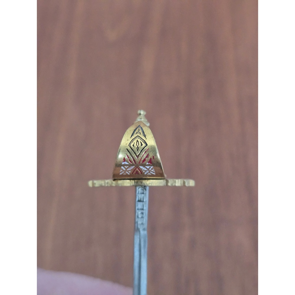 Vintage Toledo Spain Miniature Sword Cocktail Pick Set with Enameled Brass Stand - Picture 13 of 16